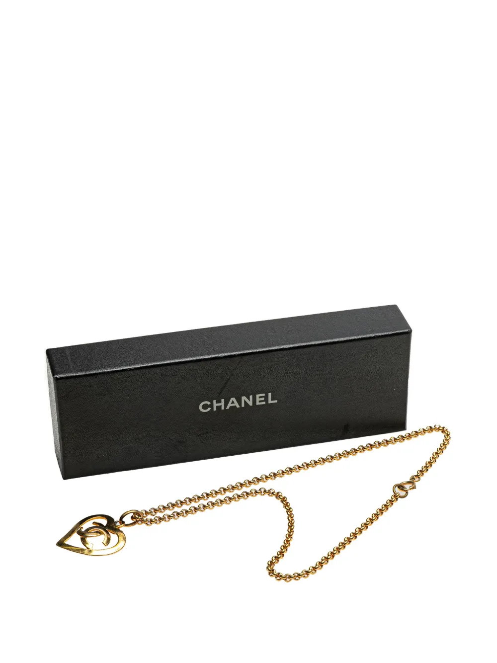 Pre-owned Chanel 1995 Gold Plated Cc Heart Pendant Necklace Costume Necklace