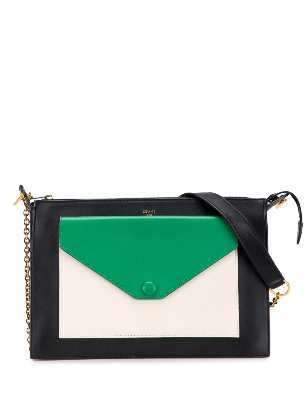 Celine Pre-Owned 2014 Tricolor Leather Pocket Envelope Zip crossbody bag | Black | Image 1