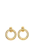 CHANEL Pre-Owned 1970-1980 Gold Plated Quilted Dangle Hoop Clip On Earrings costume earrings