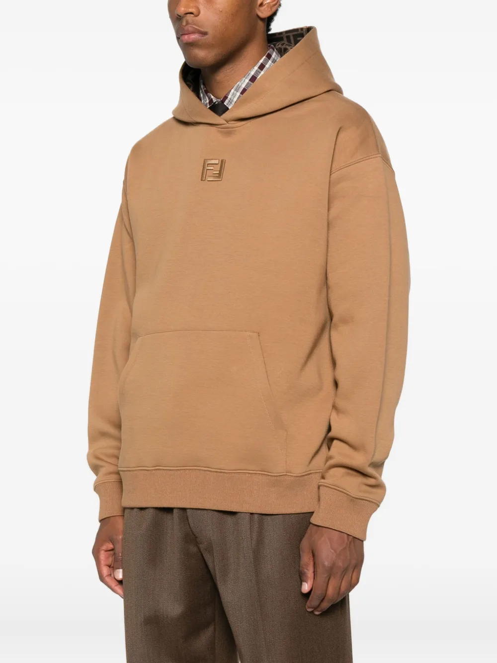 Fendi Cotton Hoodie With Ff Lining Clothing In Brown