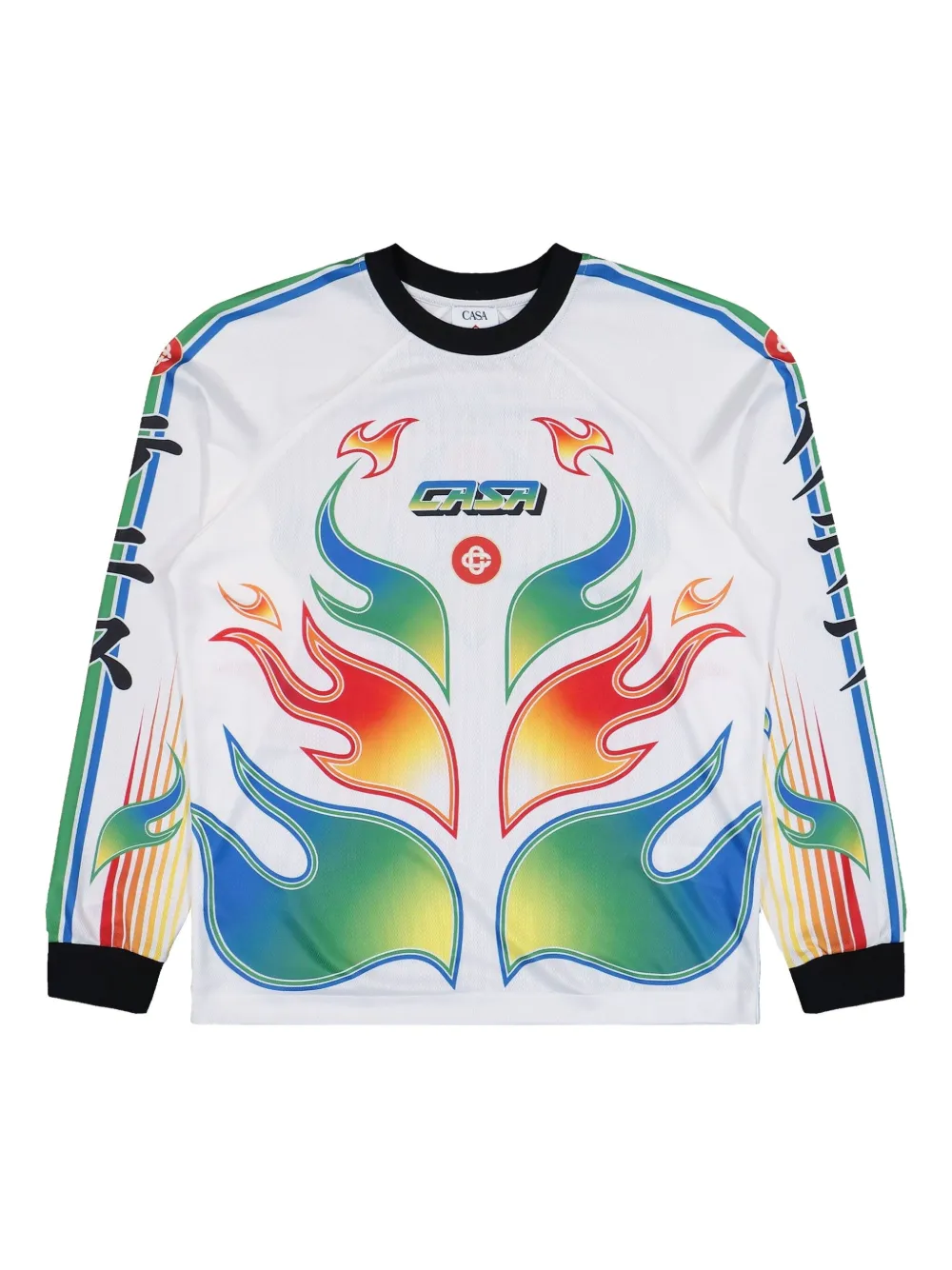 Casablanca Flame Laurel ribbed-cuff T-shirt | White | Image 1