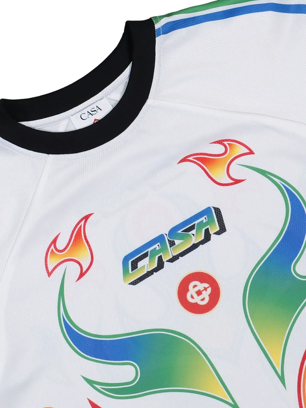 Casablanca Flame Laurel T-shirt met geribbelde manchetten Wit