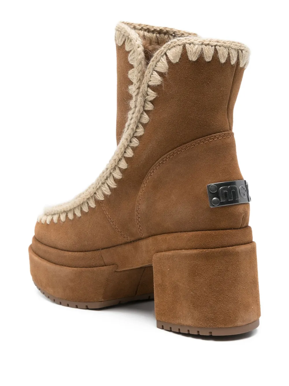 Mou Laarzen met gehaakt detail en plateauzool Bruin