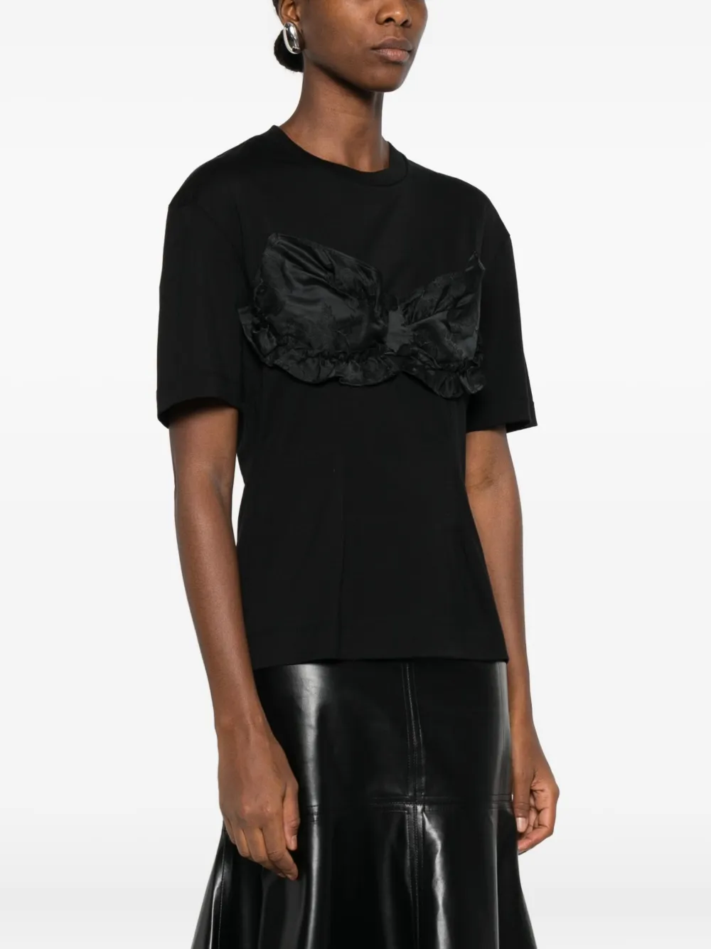 Simone Rocha Patchwork Frill Bust Detail T-shirt In Black