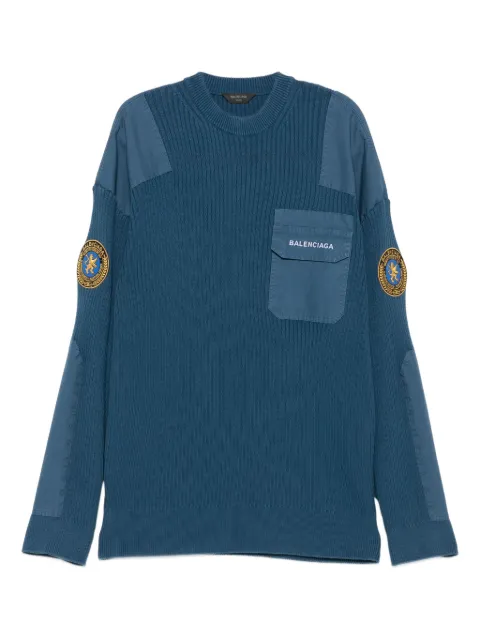 Balenciaga logo-appliqué ribbed-knit jumper