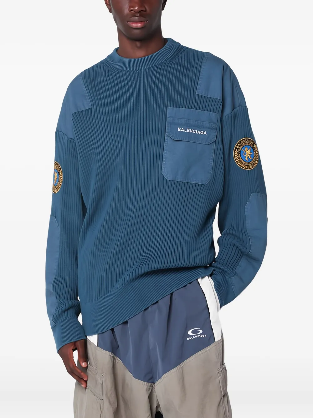 Balenciaga Ribgebreide trui Blauw