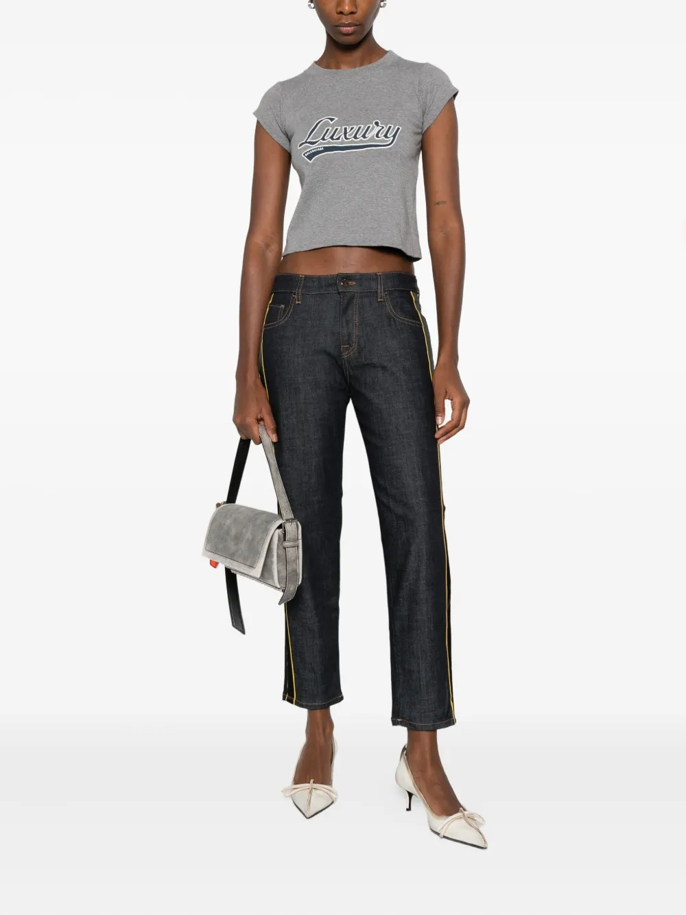 Balenciaga Casual Top With Short Sleeves And Print In Gray