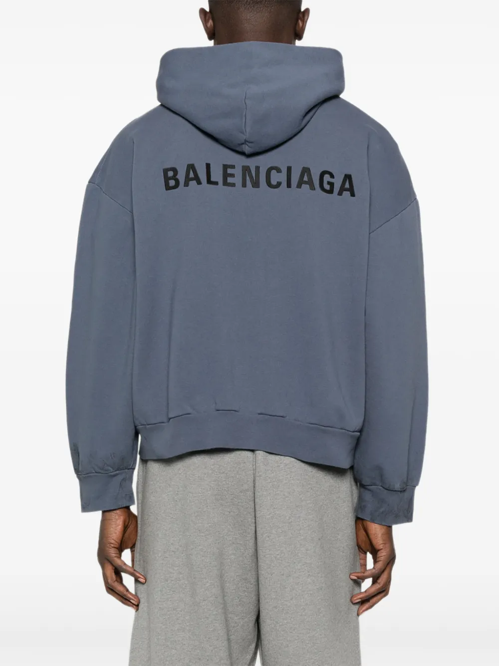Balenciaga Hoodie met logoprint en rits Blauw