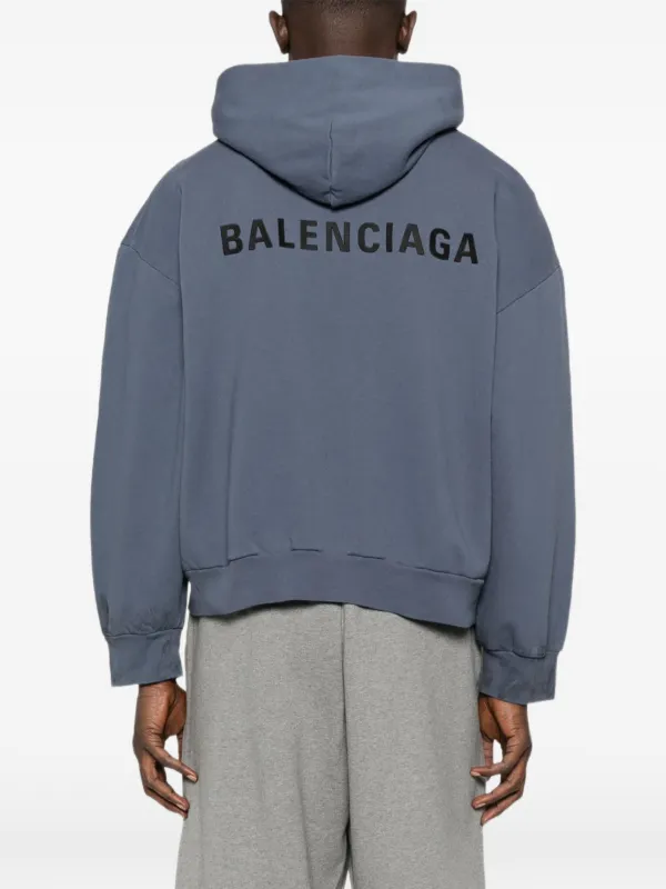 Balenciaga logo-print zip-up Hoodie | Blue | FARFETCH