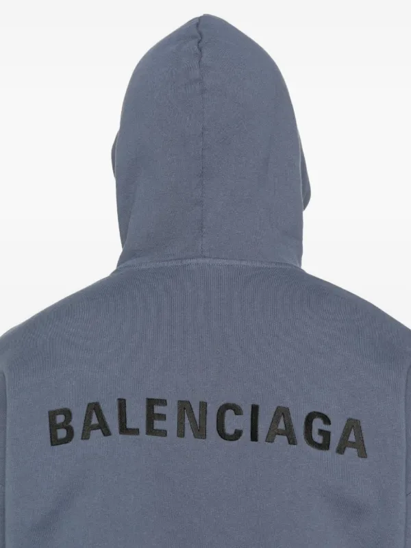 Balenciaga logo-print zip-up Hoodie | Blue | FARFETCH