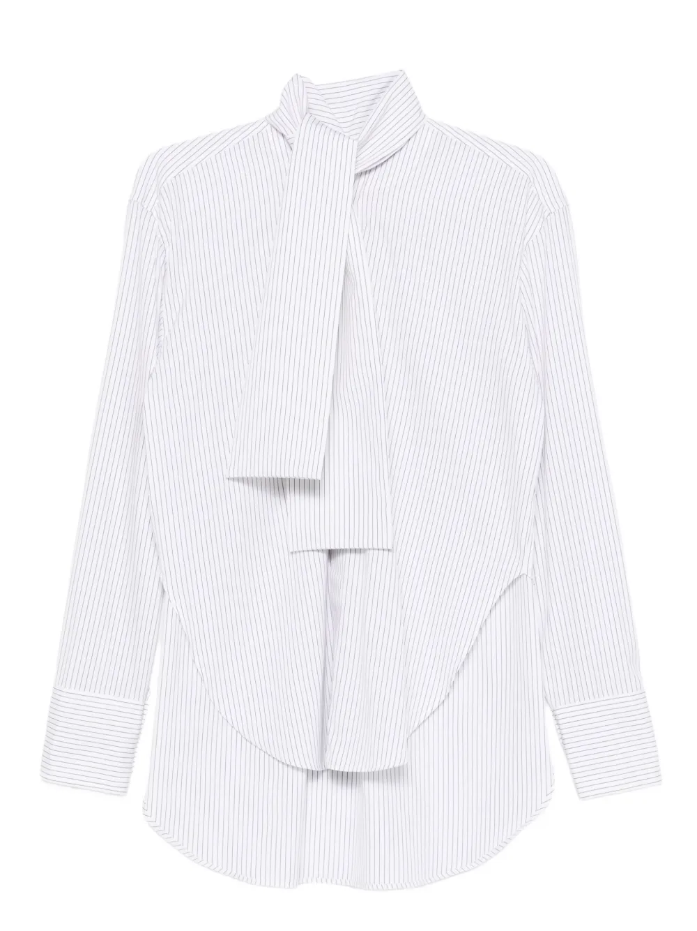 Plan C pinstriped tie-neck shirt | White | Image 1