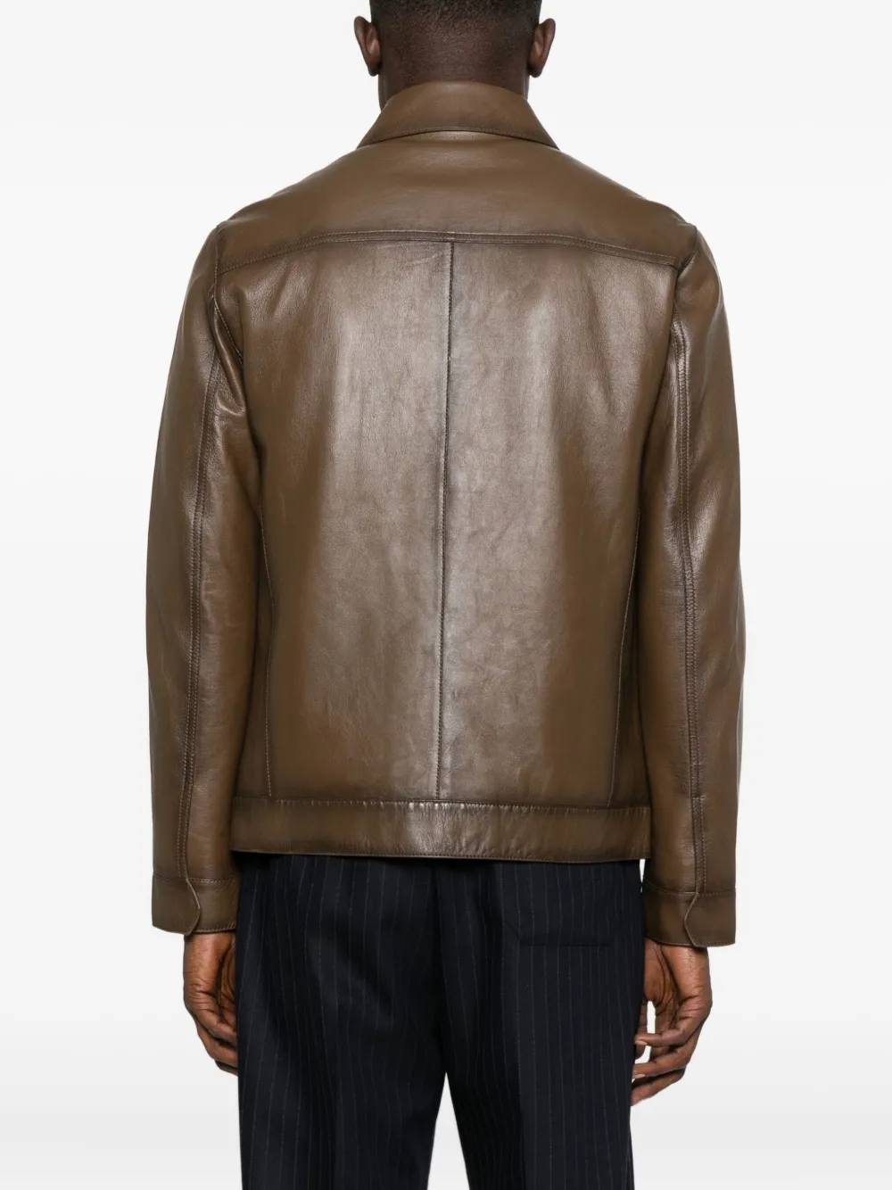 Yves Salomon Flap-pocket Leather Jacket In Brown