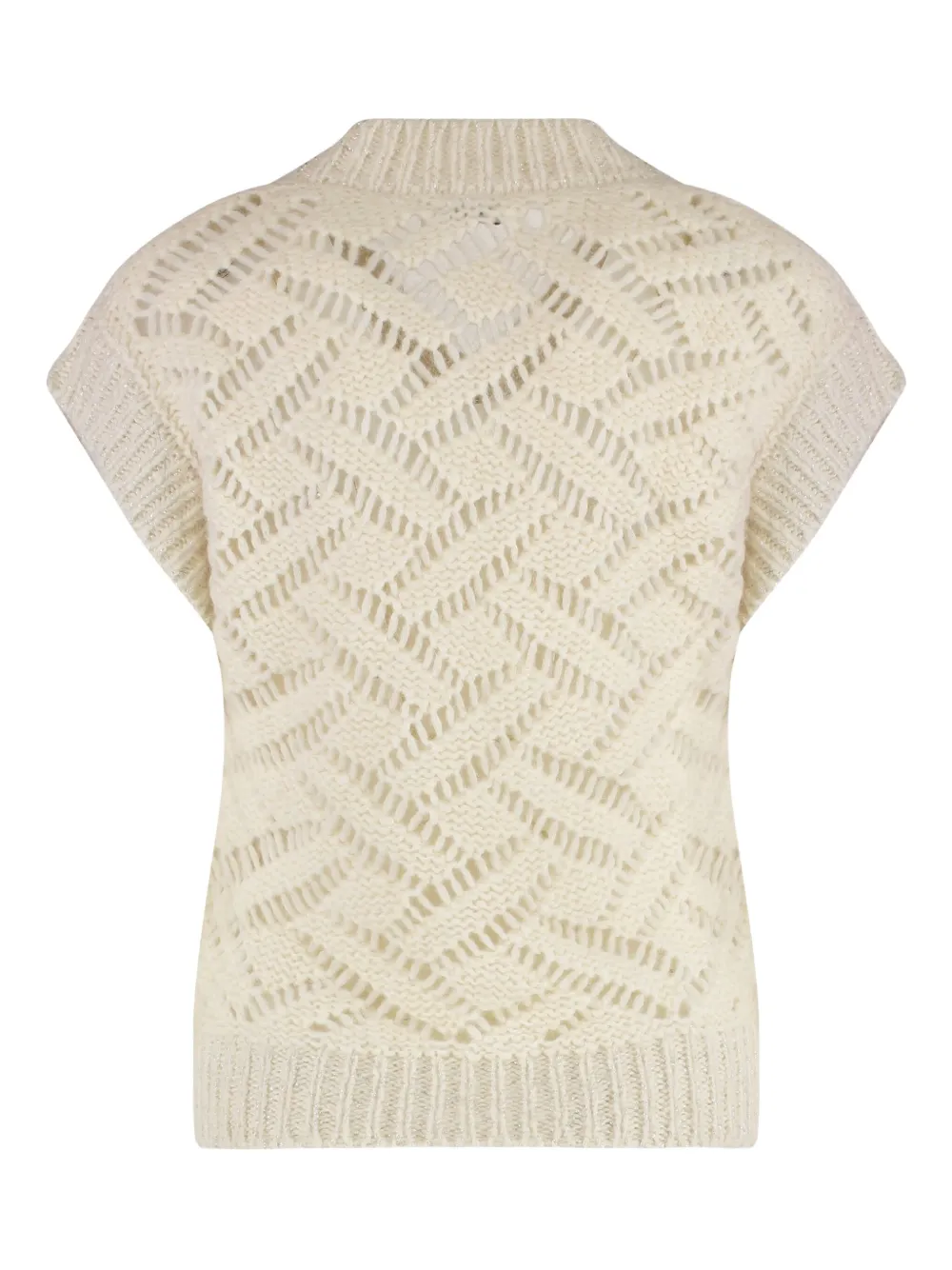 Peserico Short-sleeved Open-knit Sweater In Neutral