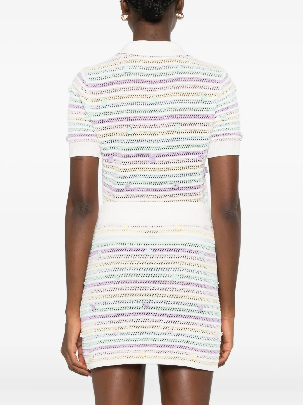 Casablanca Gestreepte rok verfraaid met bloemen Wit