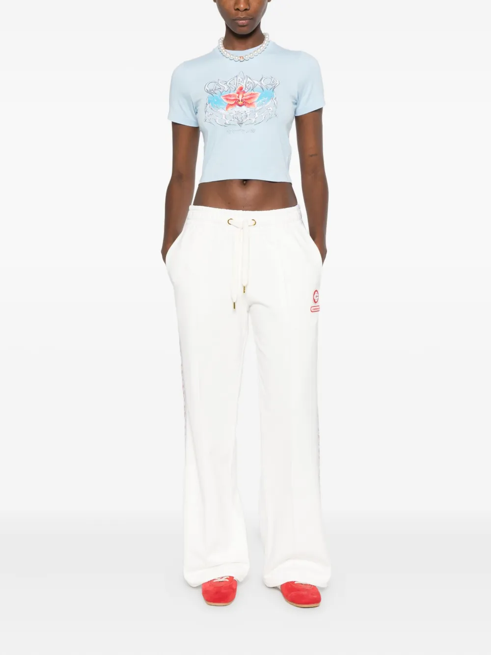 Casablanca floral-stripe track pants - Wit