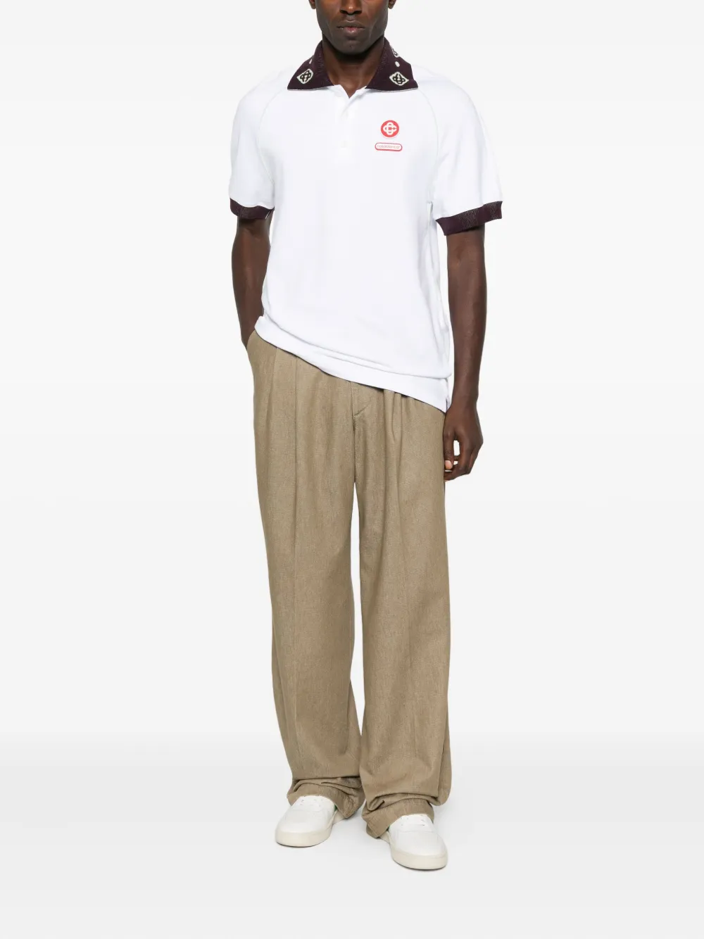 Casablanca logo-patch polo shirt - Wit