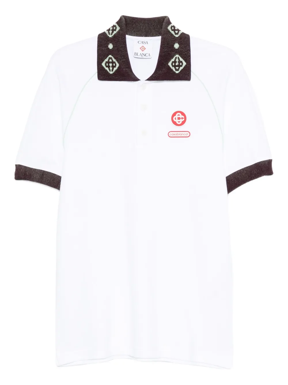 Casablanca logo-patch polo shirt | White | Image 1