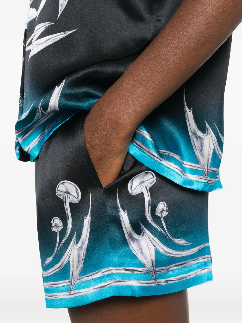 Casablanca Mushroom-print Elastic-waist Shorts In Multi
