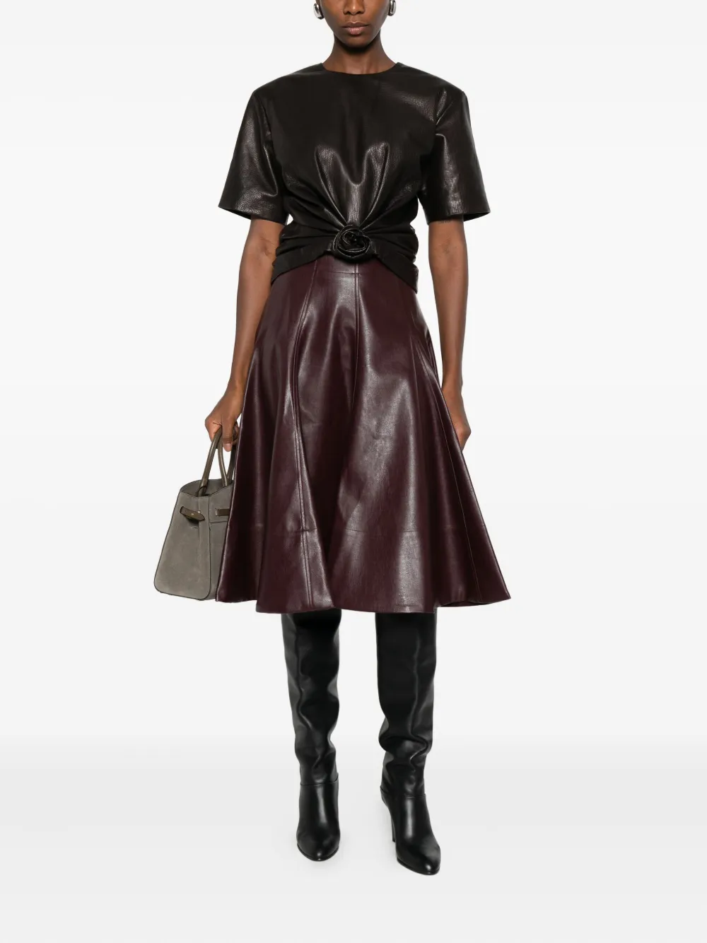 THELAURENT Leren midi-rok - Rood