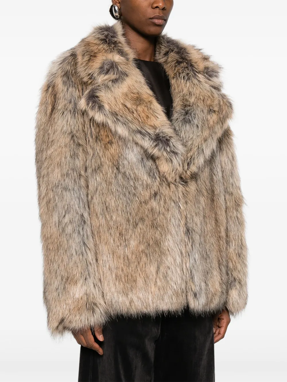Thelaurent Faux-fur Notched-collar Jacket In Neutral
