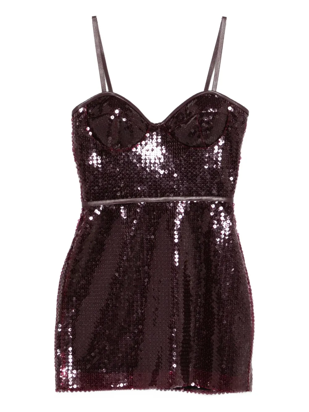 David Koma Sequin-embellished Sweetheart Mini Dress In Burgundy