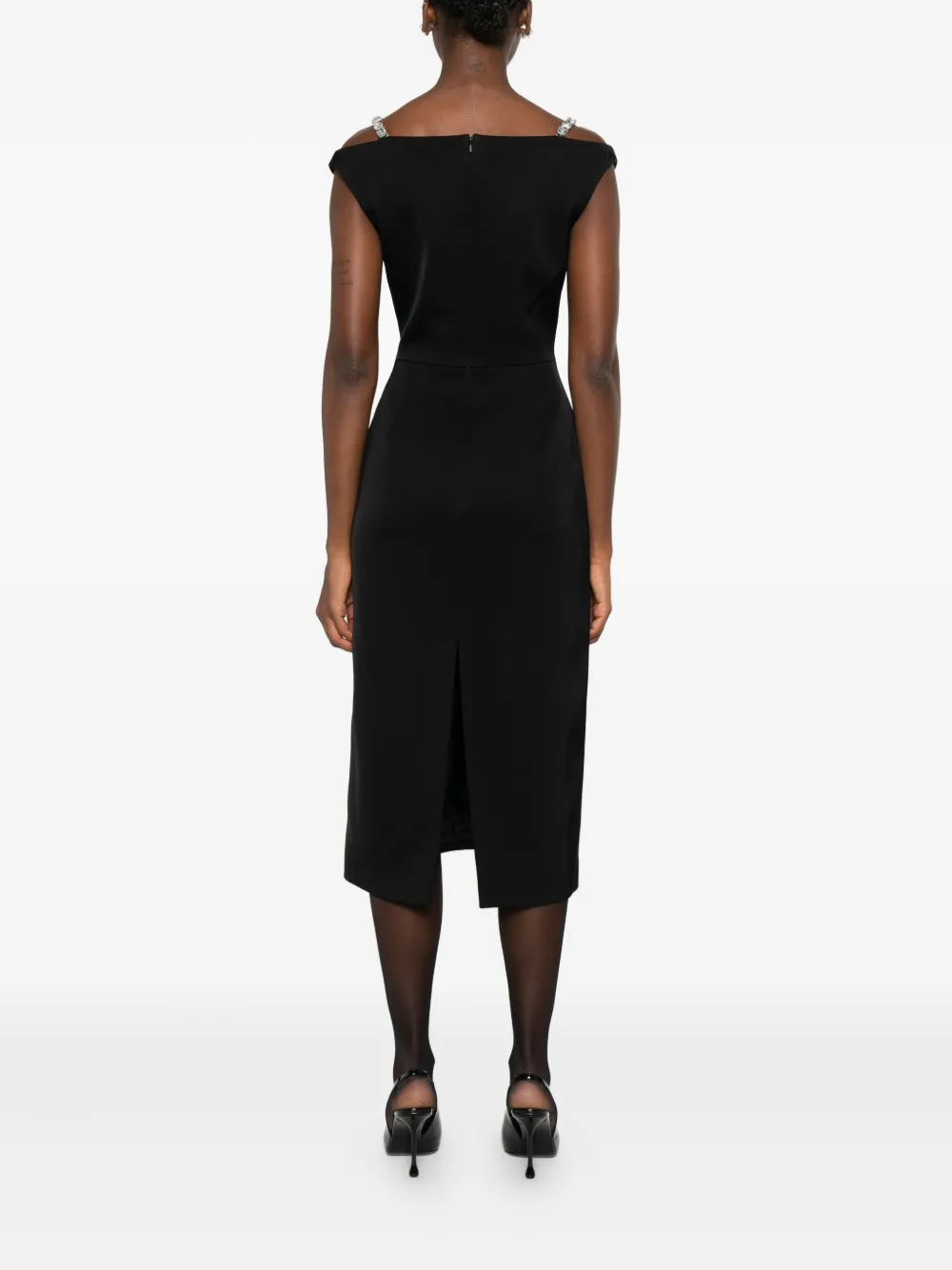 David Koma Midi-jurk verfraaid met kristallen Zwart