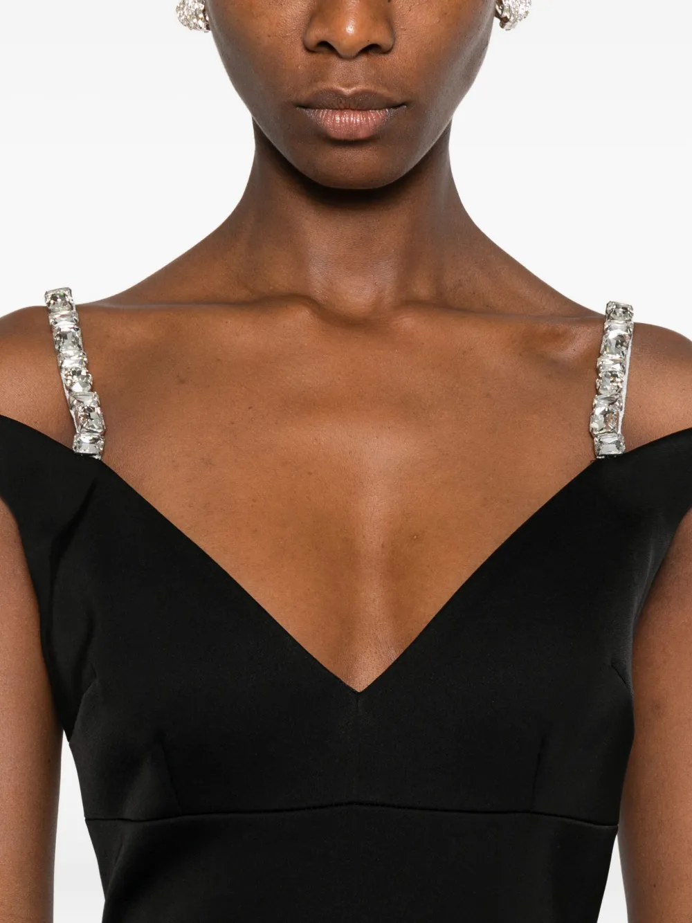 David Koma Midi-jurk verfraaid met kristallen Zwart