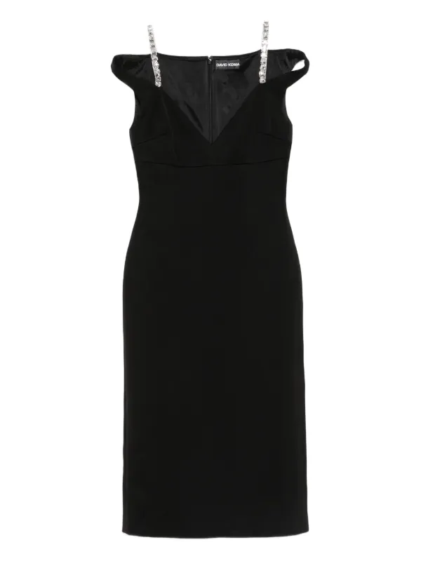 knee length dresses for ladies CRYSTAL STRAP DETAIL MIDI DRESS – David Koma main image 0