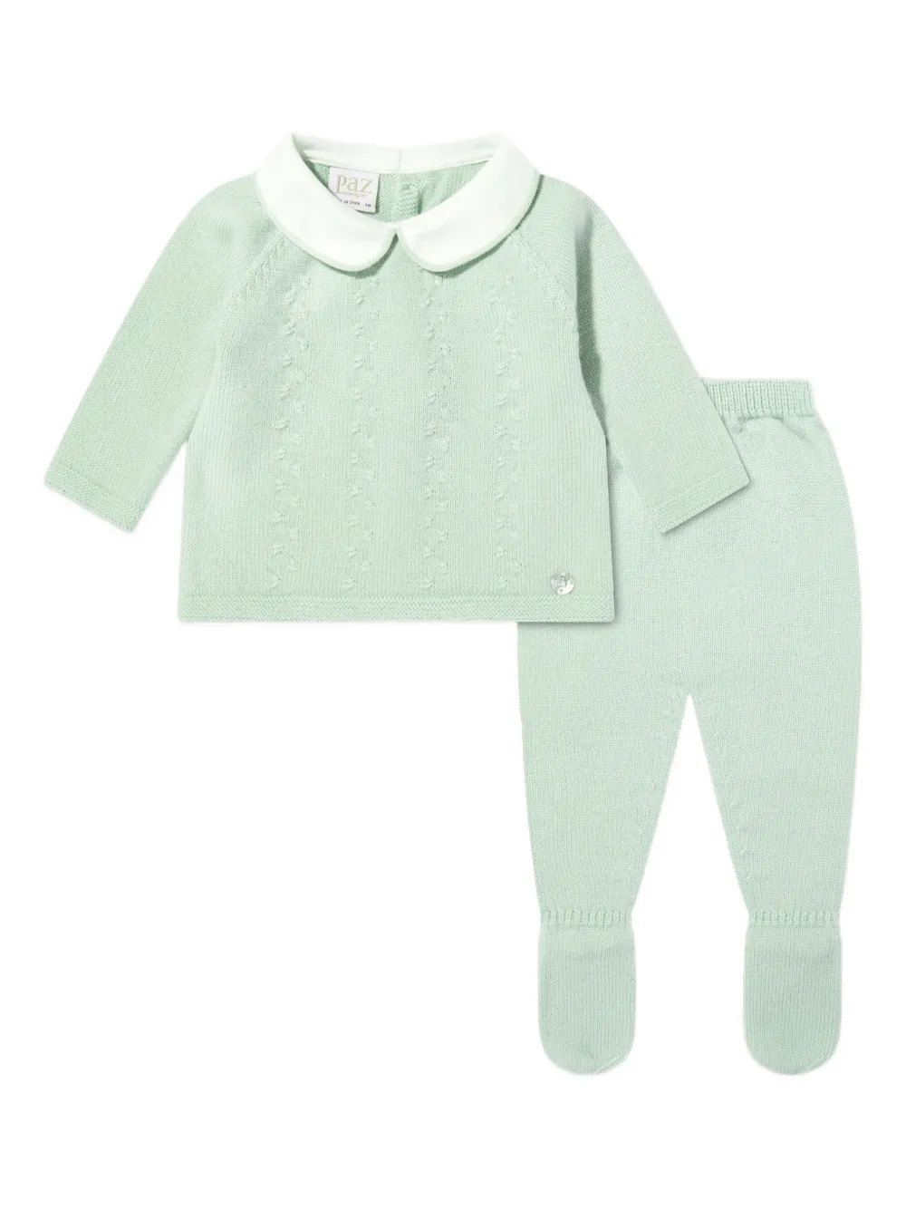 Paz Rodriguez cable-knit babygrow set | Green | Image 1
