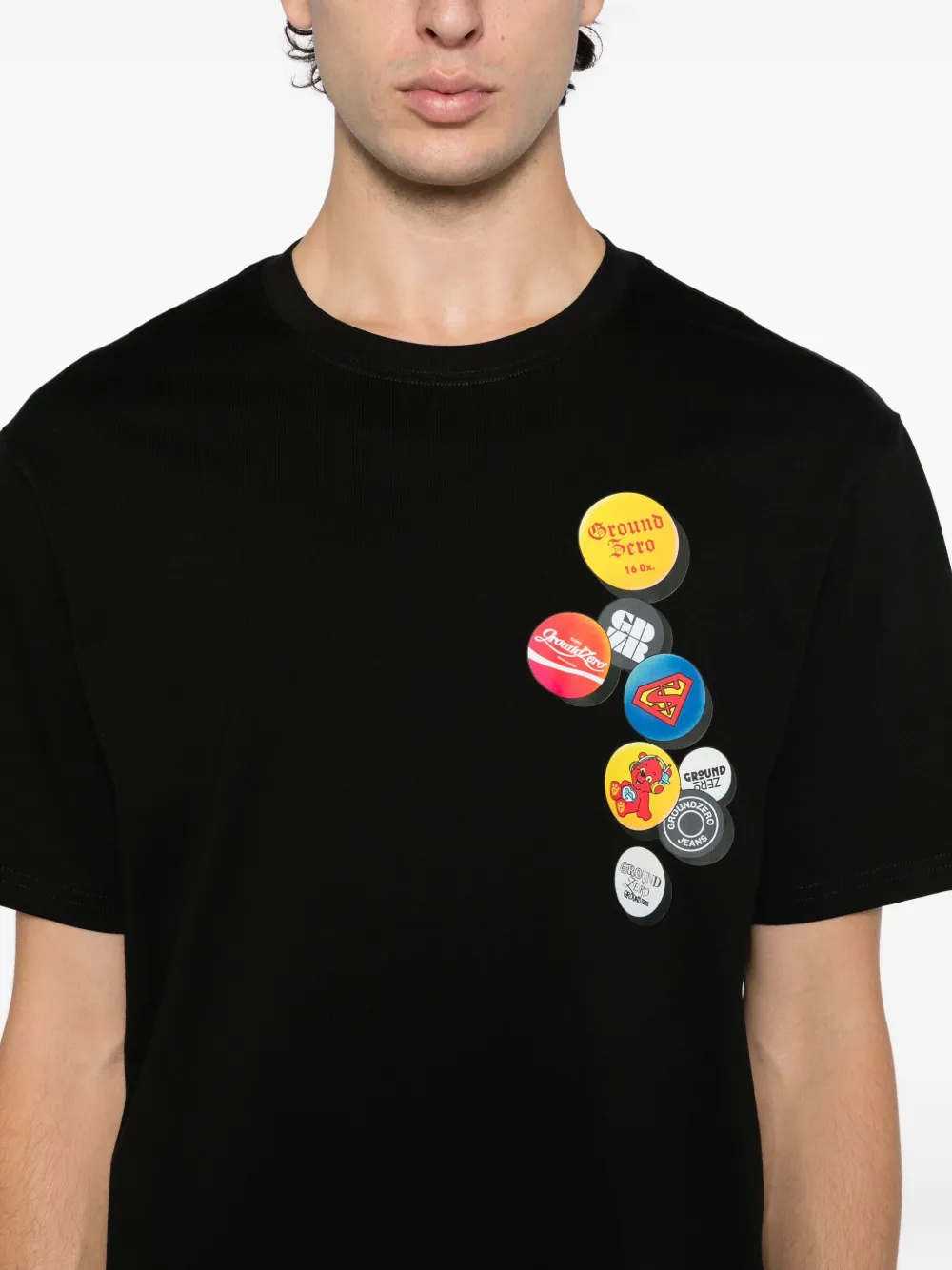 Ground Zero T-shirt met print Zwart