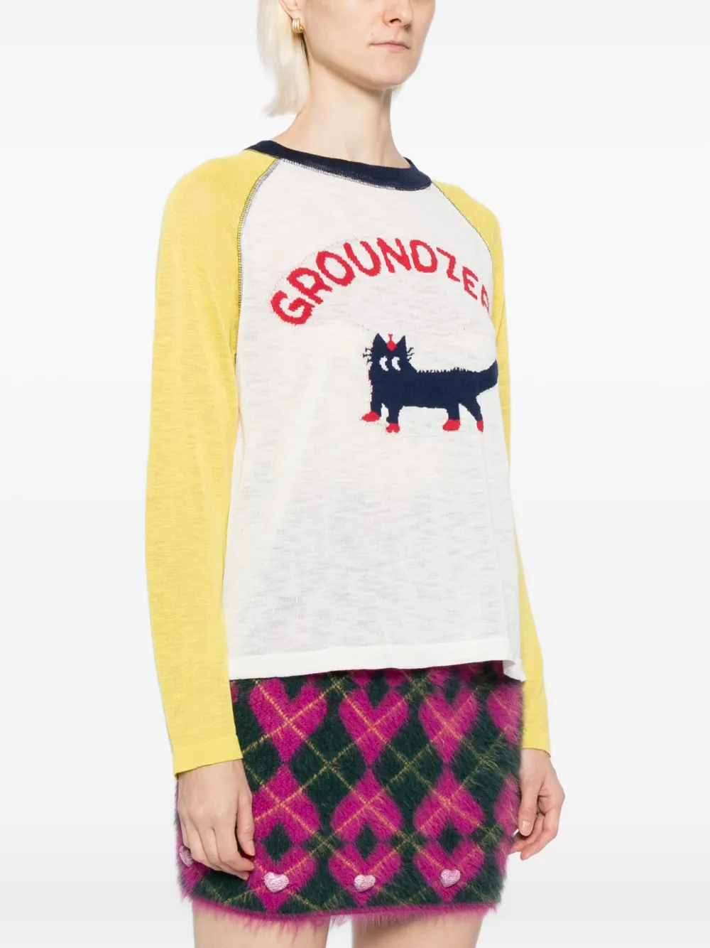  Ground Zero Intarsia-knit Top - Neutrals 