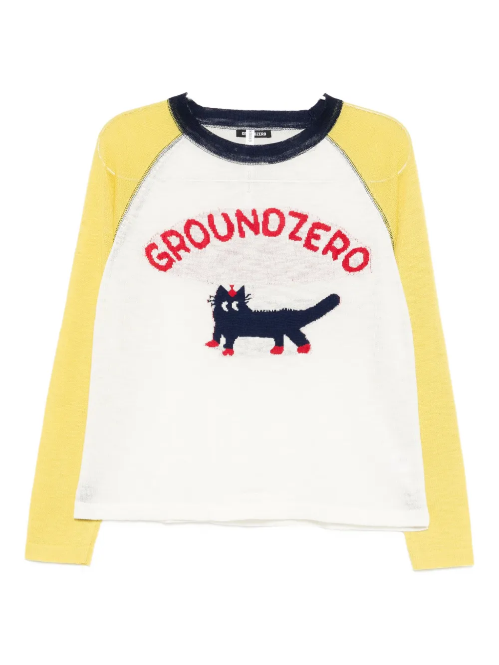 Ground Zero Intarsia-knit Top In Gold