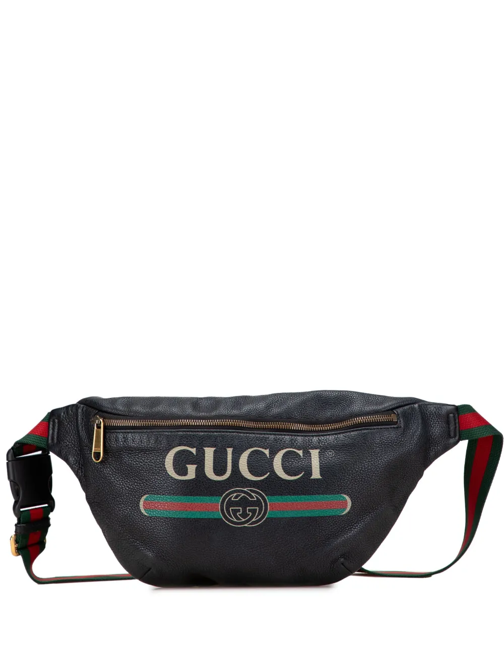 Gucci Pre-Owned 2000-2015 グレインカーフ ロゴ ベルトバッグ - ブラック Gucci Pre-Owned 2000-2015 グレインカーフ ロゴ ベルトバッグ - ブラック