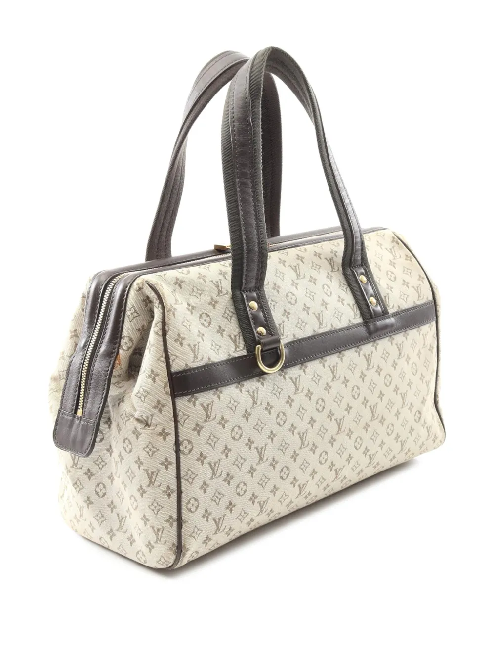 Pre-owned Louis Vuitton 2001 Monogram Mini Lin Josephine Gm Handbag In Brown