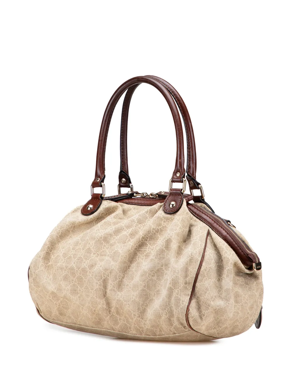 Pre-owned Gucci 2000-2015 Gg Canvas Sukey Satchel In Brown