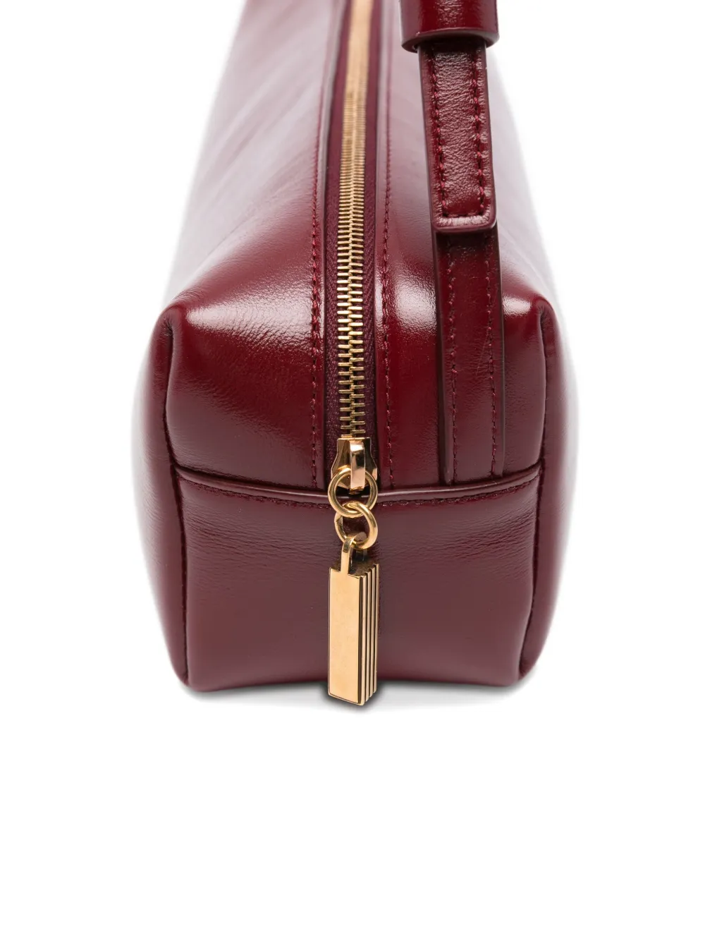 Khaite Kye Glossed-leather Shoulder Bag In Burgundy