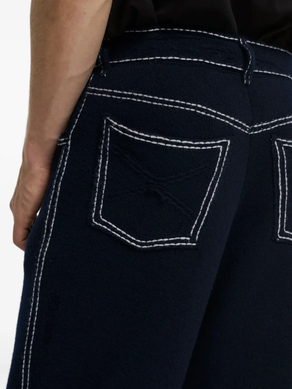 Barrie Contrast-stitch Wool Trousers In Blue