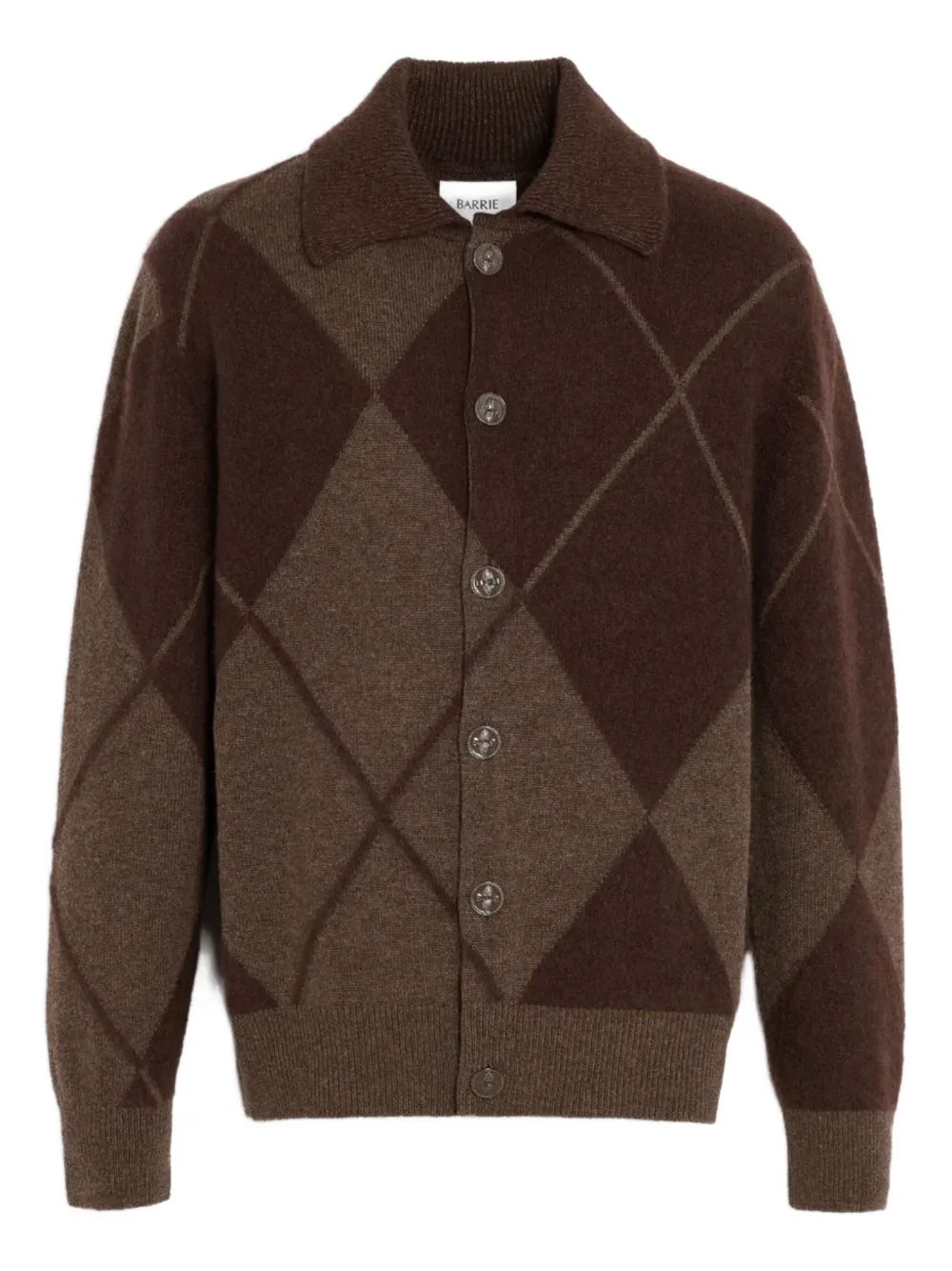Barrie argyle-pattern button cardigan | Brown | Image 1