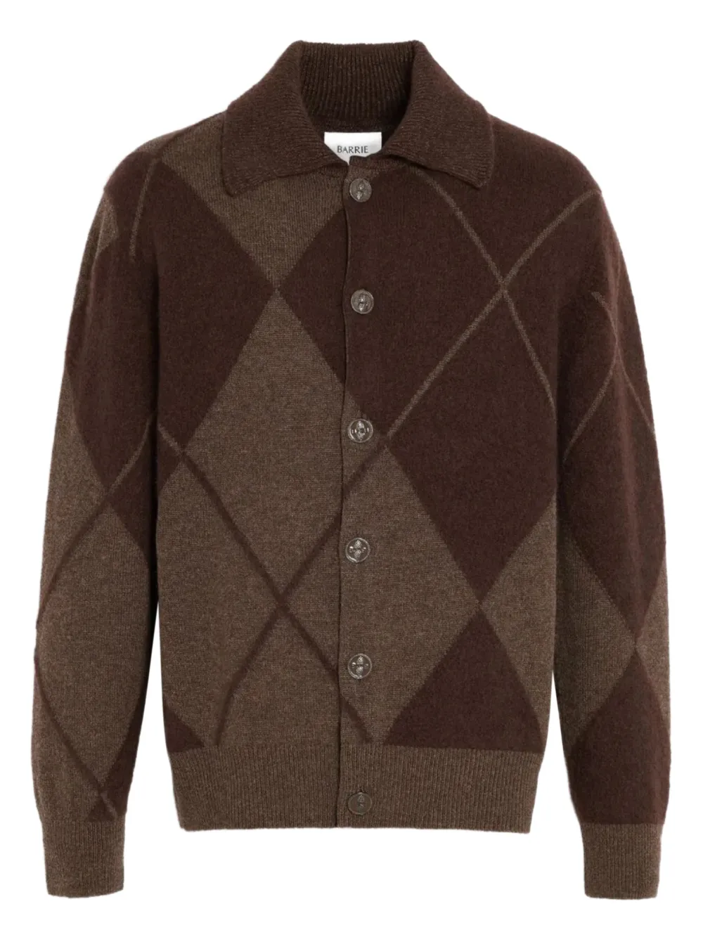 Barrie argyle-pattern button cardigan | Brown | Image 1