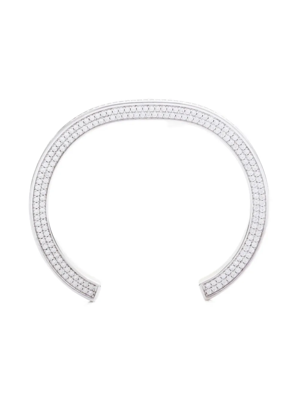 Pre-owned Celine 2020-2025 Rhinestone-embellishment Cuff Bracelet In Gray