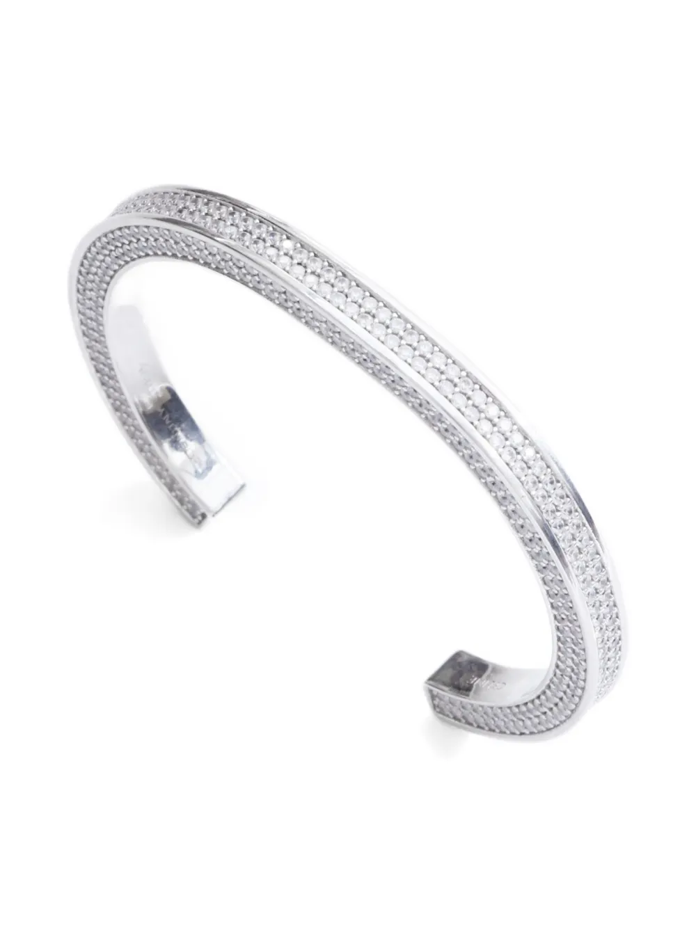 Pre-owned Celine 2020-2025 Rhinestone-embellishment Cuff Bracelet In Gray