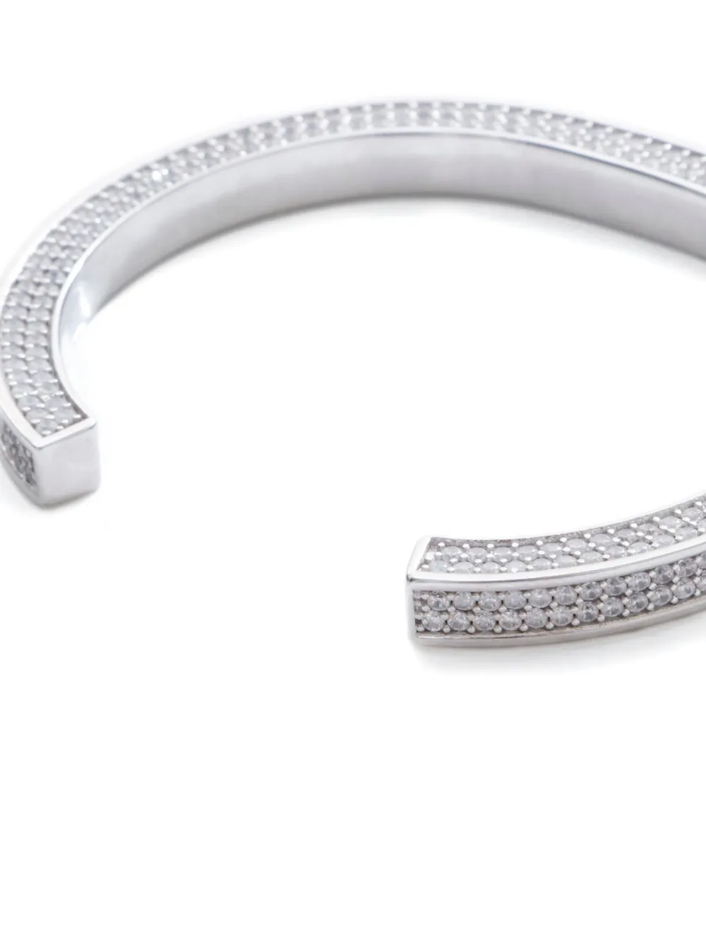 Pre-owned Celine 2020-2025 Rhinestone-embellishment Cuff Bracelet In Gray