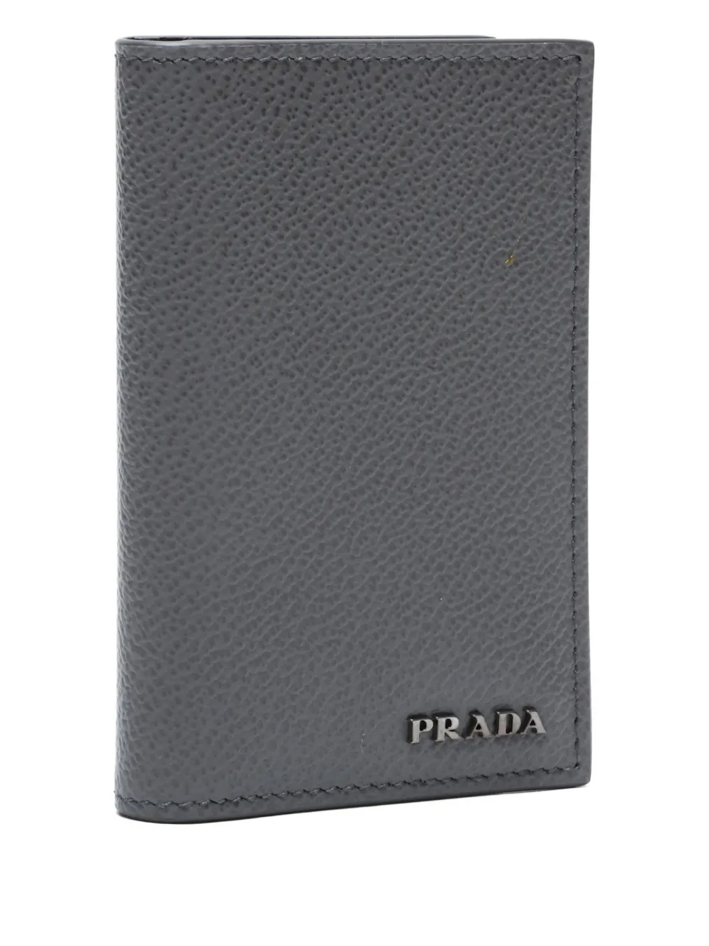 Pre-owned Prada 2020-2025 Saffiano Leather Cardholder In Gray