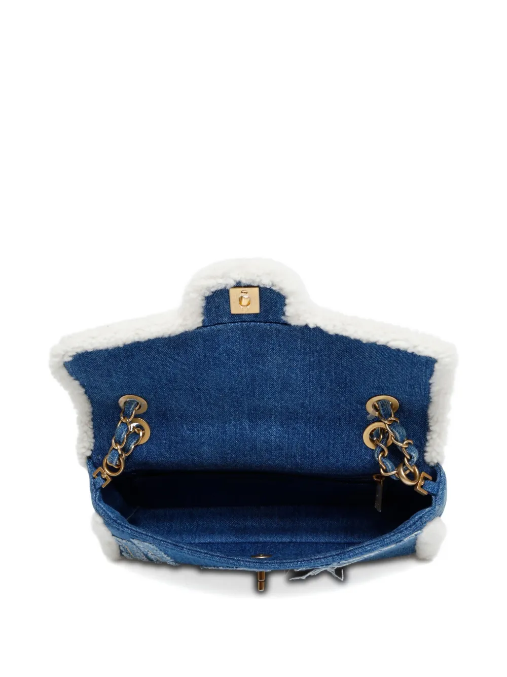 Pre-owned Chanel 2019 Medium Egypt Hieroglyph Denim Shoulder Bag In Blue