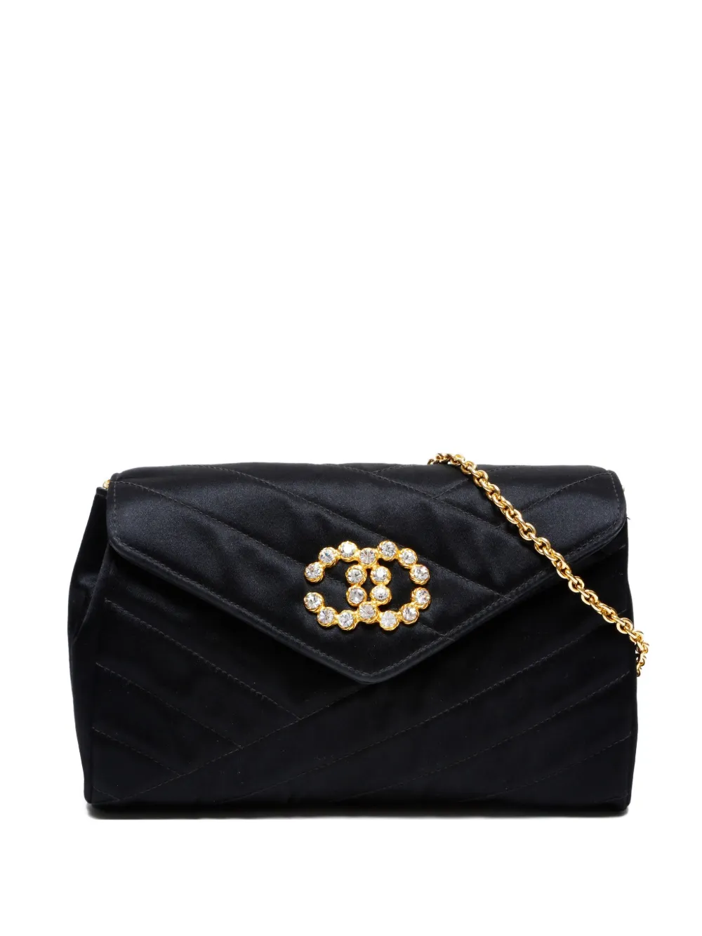 CHANEL Pre-Owned 1986-1988 ラインストーン ショルダーバッグ - ブラック CHANEL Pre-Owned 1986-1988 ラインストーン ショルダーバッグ - ブラック