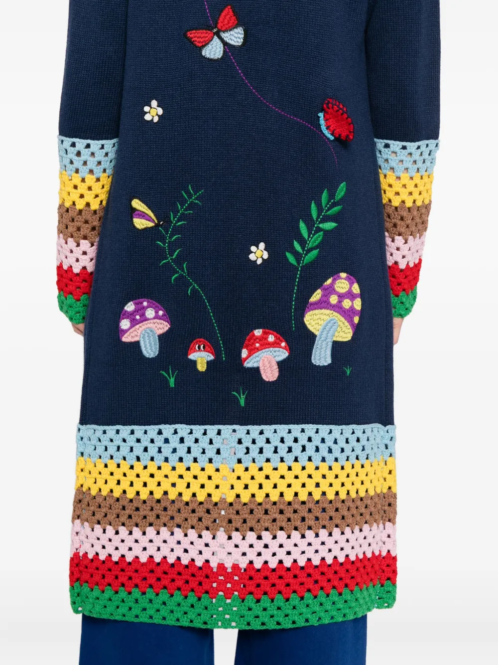 Mira Mikati Graphic-embroidered Coat In Blue