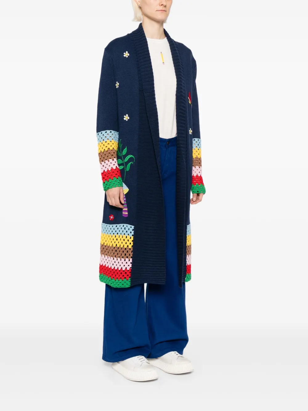 Mira Mikati Graphic-embroidered Coat In Blue