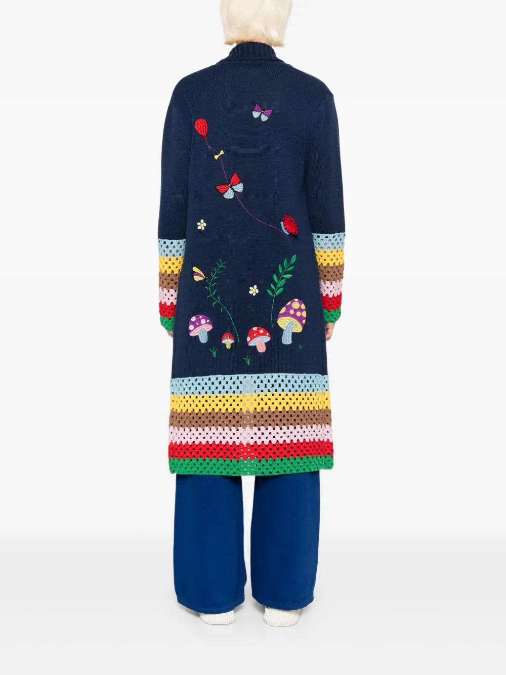 Mira Mikati Graphic-embroidered Coat In Blue