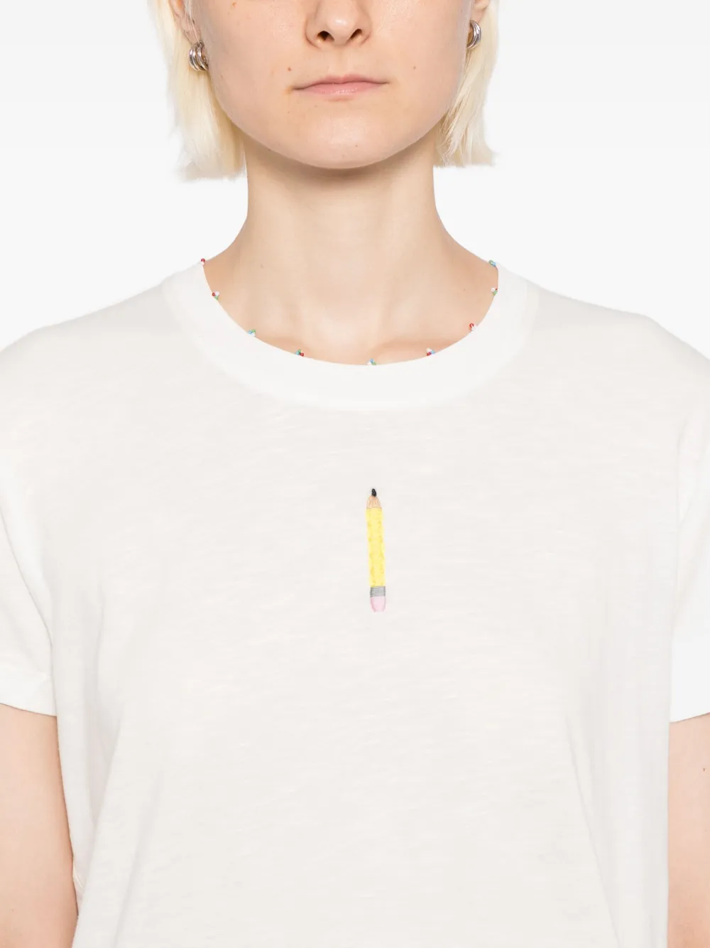 Mira Mikati Pencil-embroidered T-shirt In White