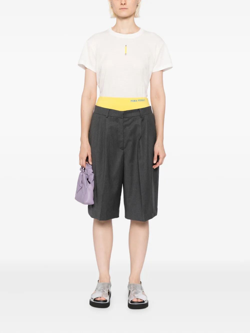 Mira Mikati Wool Tailor Shorts In Gray
